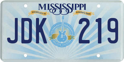 MS license plate JDK219