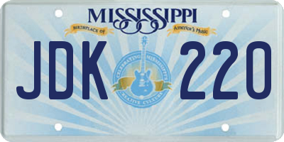 MS license plate JDK220