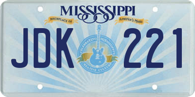 MS license plate JDK221