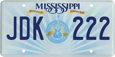 MS license plate JDK222