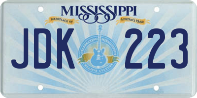 MS license plate JDK223