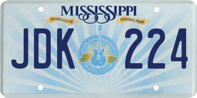 MS license plate JDK224