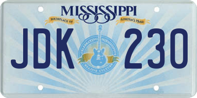 MS license plate JDK230