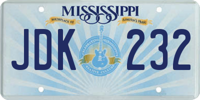 MS license plate JDK232
