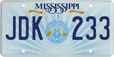 MS license plate JDK233