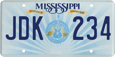 MS license plate JDK234