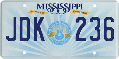 MS license plate JDK236
