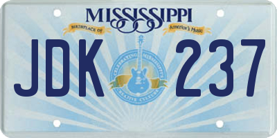 MS license plate JDK237