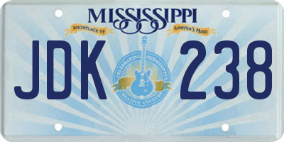 MS license plate JDK238