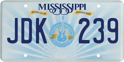 MS license plate JDK239