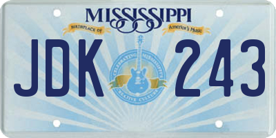 MS license plate JDK243