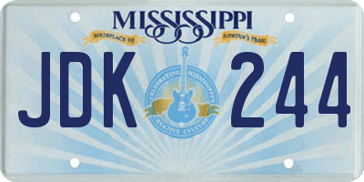 MS license plate JDK244