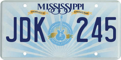 MS license plate JDK245