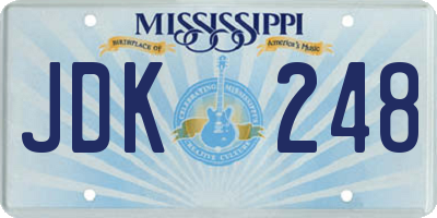 MS license plate JDK248