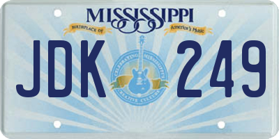 MS license plate JDK249