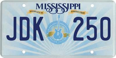 MS license plate JDK250