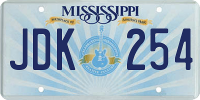 MS license plate JDK254