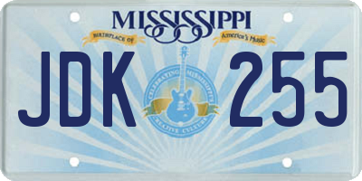 MS license plate JDK255