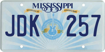 MS license plate JDK257