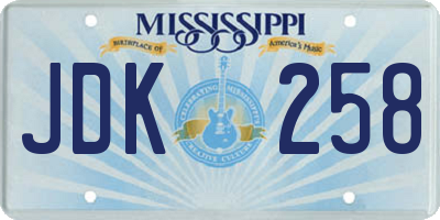 MS license plate JDK258