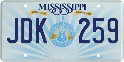 MS license plate JDK259