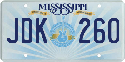 MS license plate JDK260