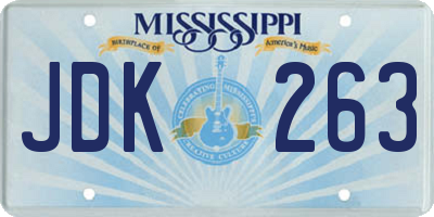 MS license plate JDK263