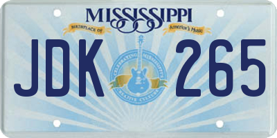 MS license plate JDK265