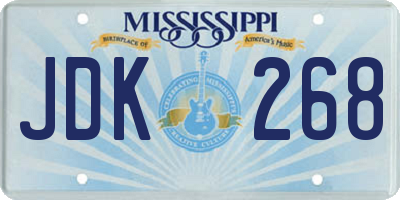 MS license plate JDK268