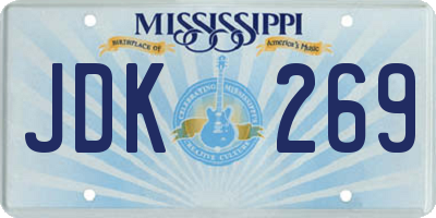 MS license plate JDK269
