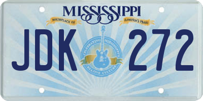MS license plate JDK272