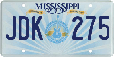 MS license plate JDK275