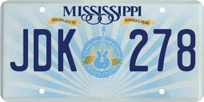 MS license plate JDK278