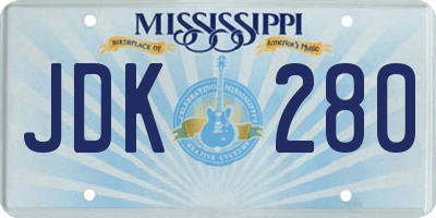 MS license plate JDK280
