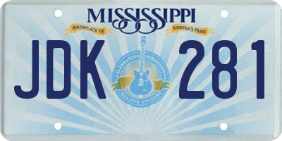 MS license plate JDK281
