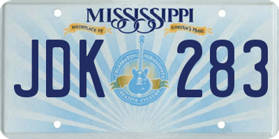 MS license plate JDK283