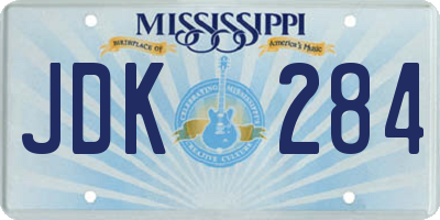 MS license plate JDK284