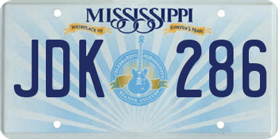 MS license plate JDK286
