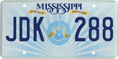 MS license plate JDK288