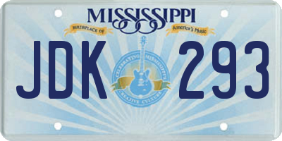 MS license plate JDK293