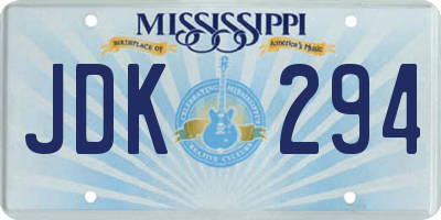 MS license plate JDK294