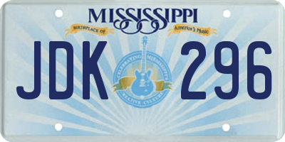 MS license plate JDK296