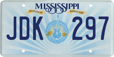 MS license plate JDK297