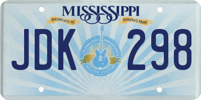 MS license plate JDK298