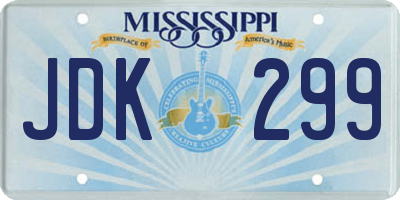 MS license plate JDK299