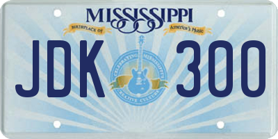 MS license plate JDK300