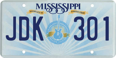MS license plate JDK301