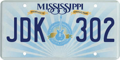 MS license plate JDK302