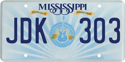 MS license plate JDK303