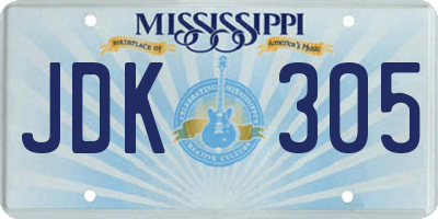 MS license plate JDK305
